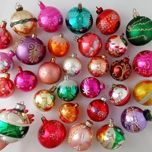 BALL Vintage GLASS Christmas Decoration Shiny Hand Blown RETRO Home Ornaments with pattern Pink Silver-Mercury Tree Xmas Decor
